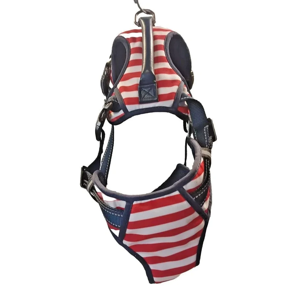 Dog Harness Red White & Blue Flag‎ Style Size Medium Heavy Duty Padded Clip on